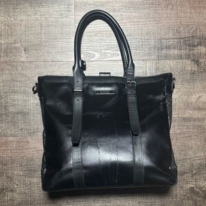 Pre-loved Burberry  Nova Check Black Leather tote Bag -Black label